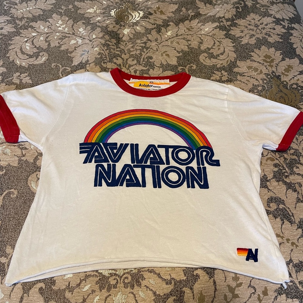Aviator Nation Ringer Crop Top